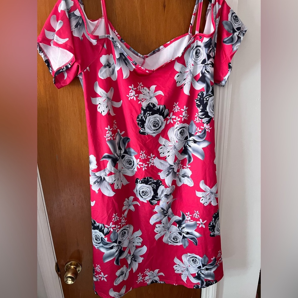 off the shoulder pink dress